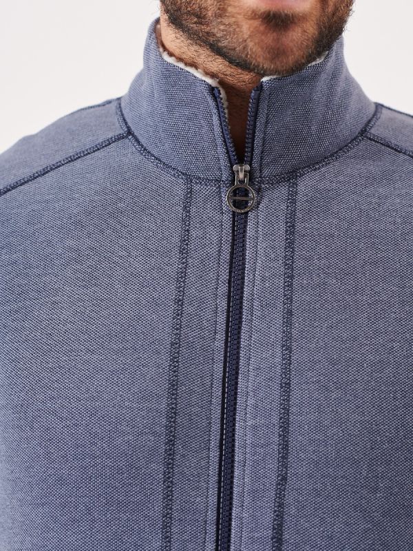 Mens Morcote Borg Lined Zip Sweatshirt NAVY/BLUE | Quba & Co